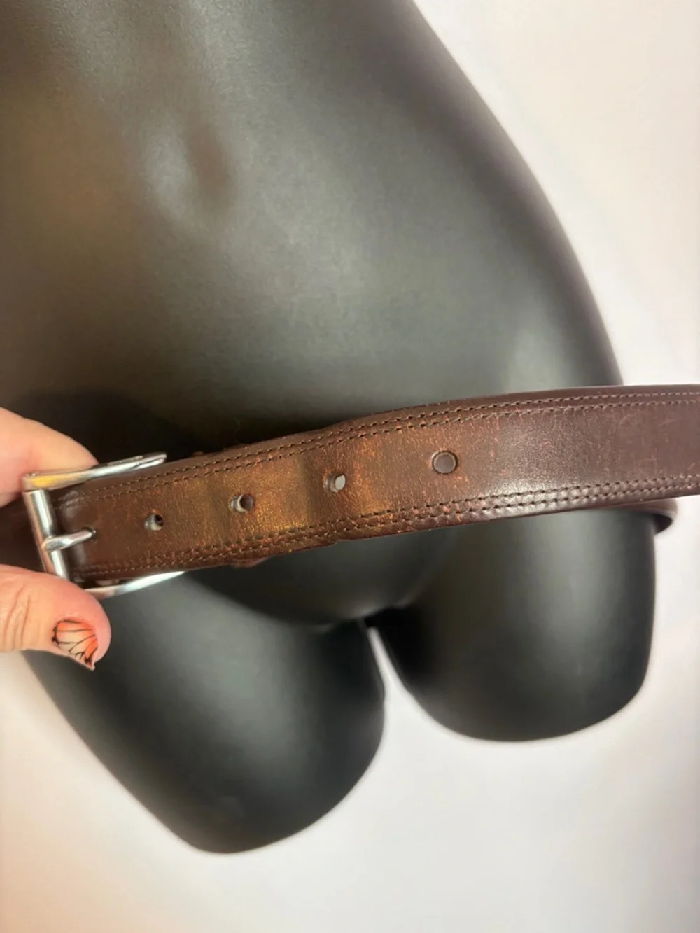 Coach Brown Leather Belt with Silver Metal Buckle